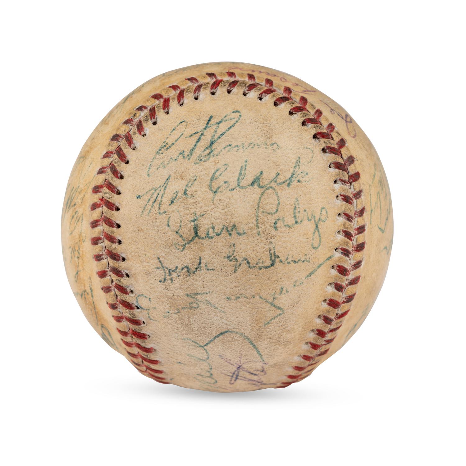 A Philadelphia Phillies Multi Signed Autograph Baseball With Additional 1950s Stars (Stan Musial, Enos Slaughter)