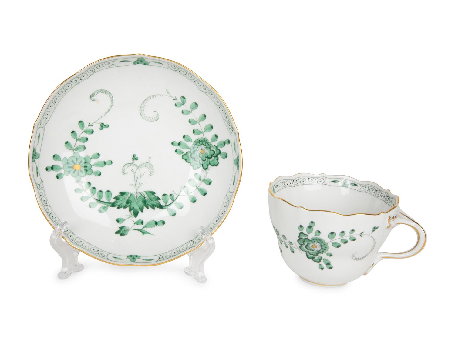 Eleven Meissen Porcelain Teacups and Saucers — PRIMARILY 20TH CENTURY