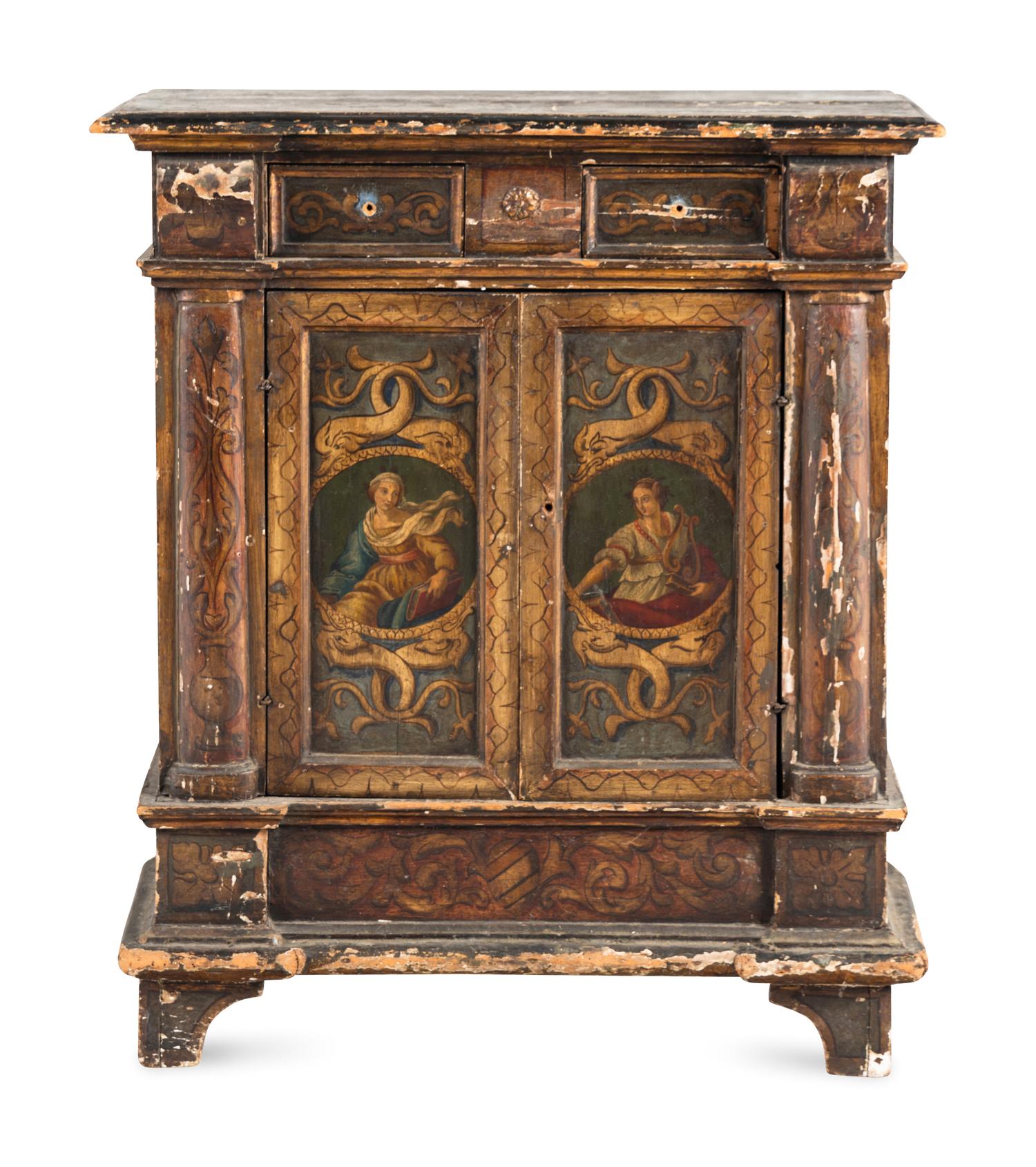 An Italian Painted Console Cabinet