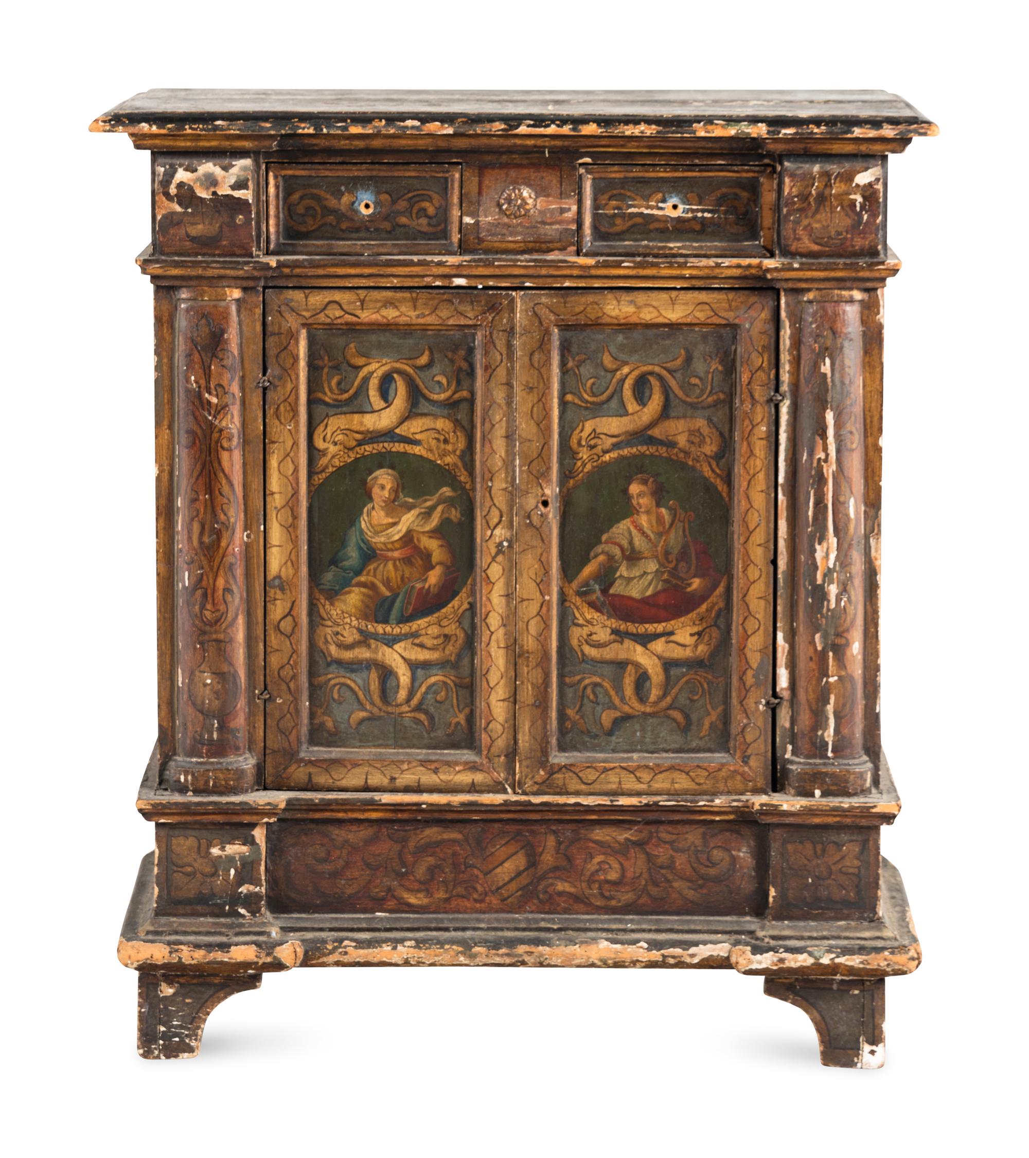 An Italian Painted Console Cabinet