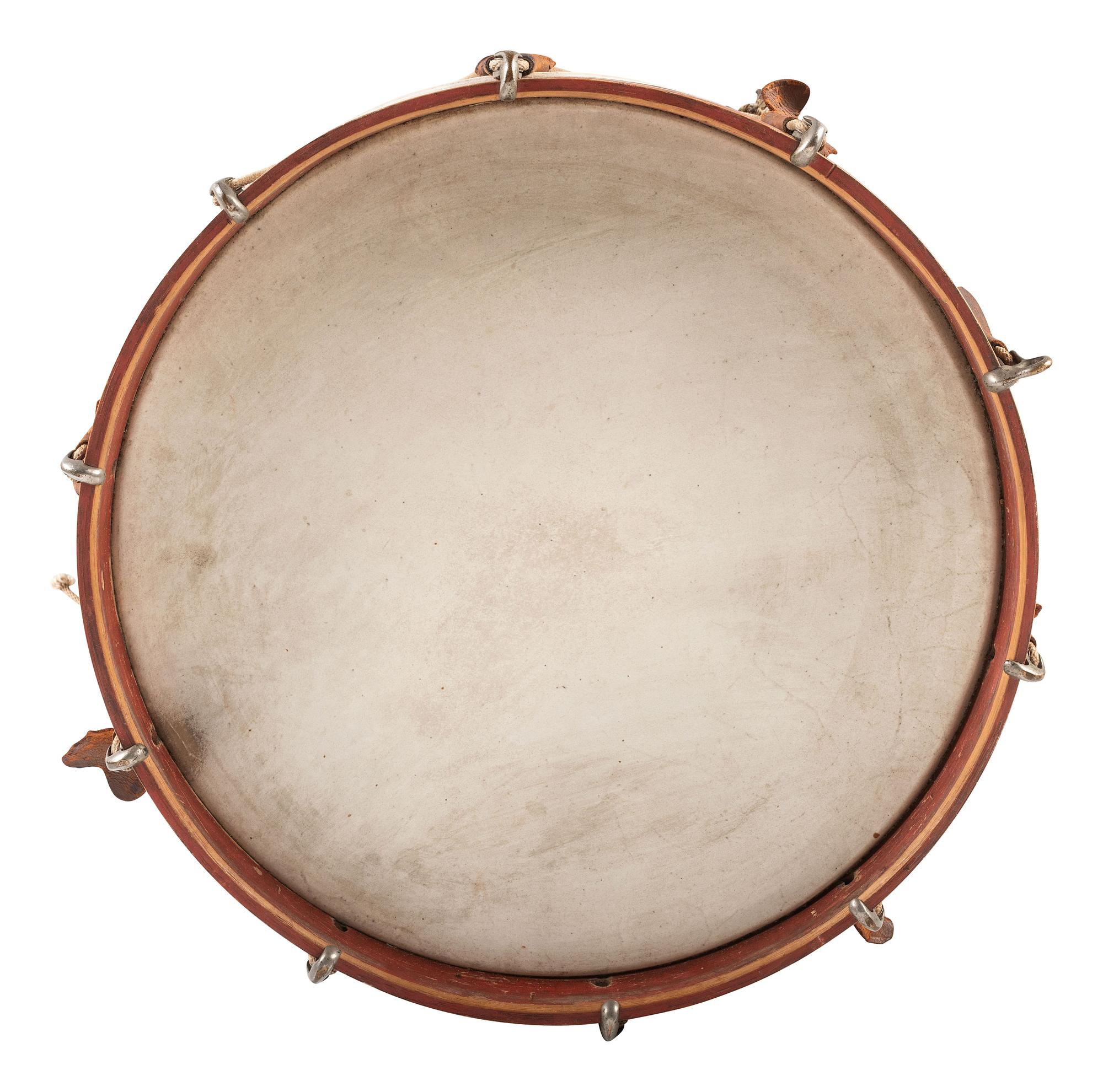[CIVIL WAR]. Hand-painted snare drum depicting Zouaves in battle. Manufactured by C.H. Eisenbrandt, Baltimore, MD, ca 1860-1865.