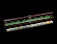 A Chinese and a Southeast Asian Flute — 黑漆螺鈿及窯變釉瓷笛兩支