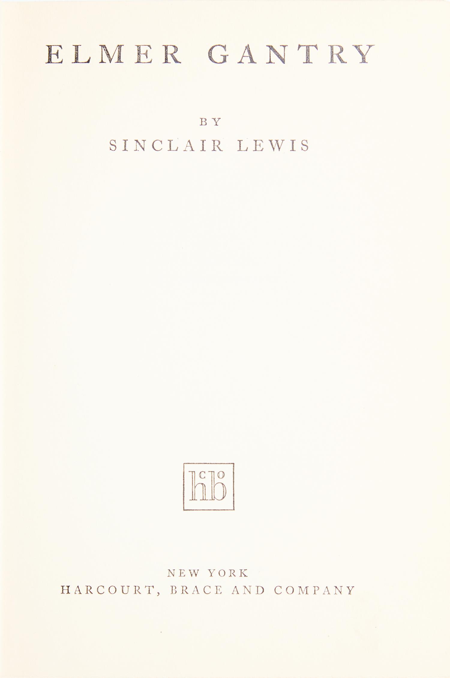 [Literature] Lewis, Sinclair. Elmer Gantry