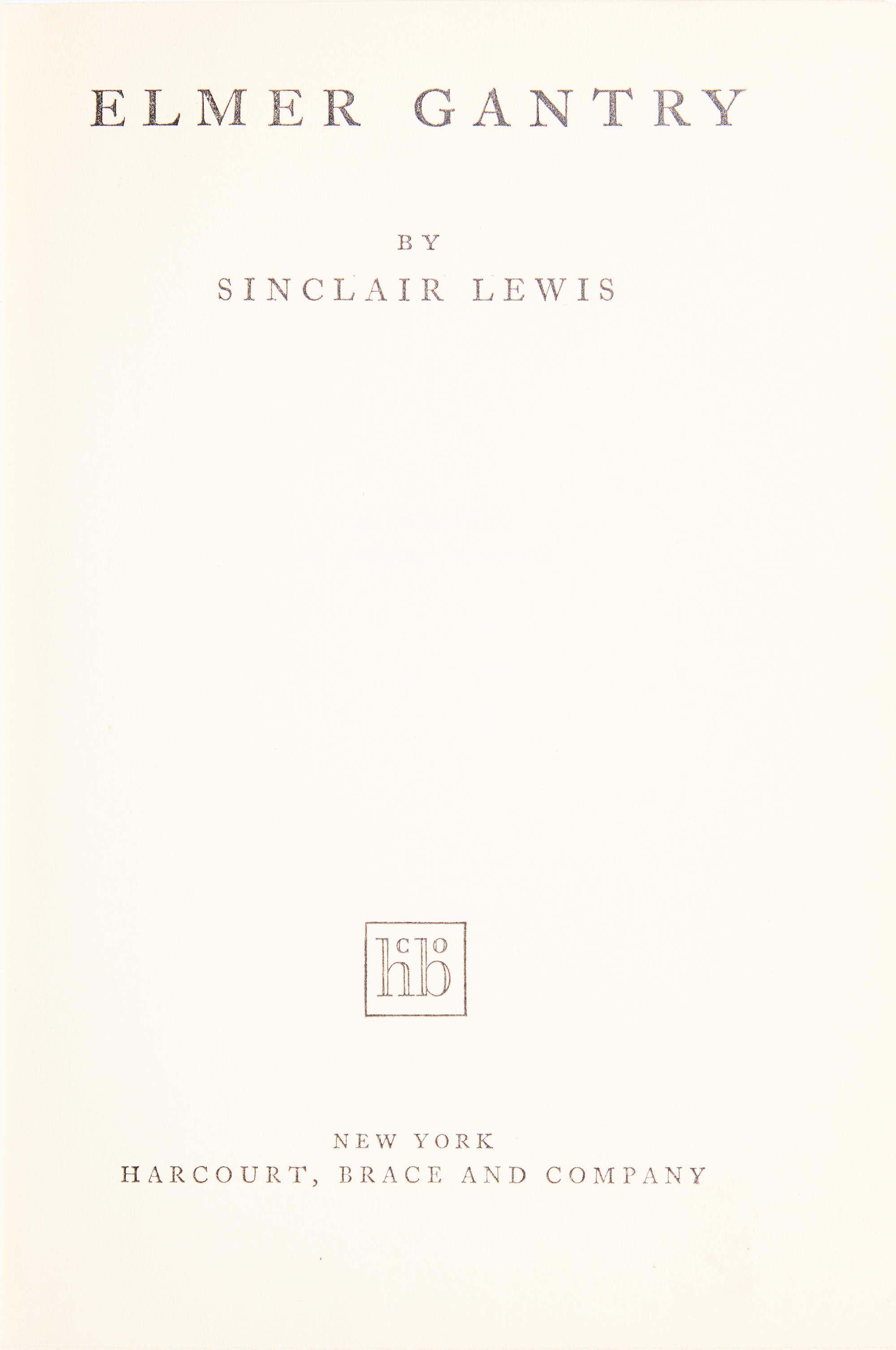 [Literature] Lewis, Sinclair. Elmer Gantry