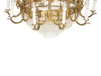 An Empire Style Gilt Metal and Cut Glass Ten-Light Chandelier