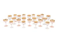 A Collection of Gilt Decorated American Glass Stemware