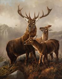 Robert Cleminson (British, 1864-1903) — A Stag and Two Doe
