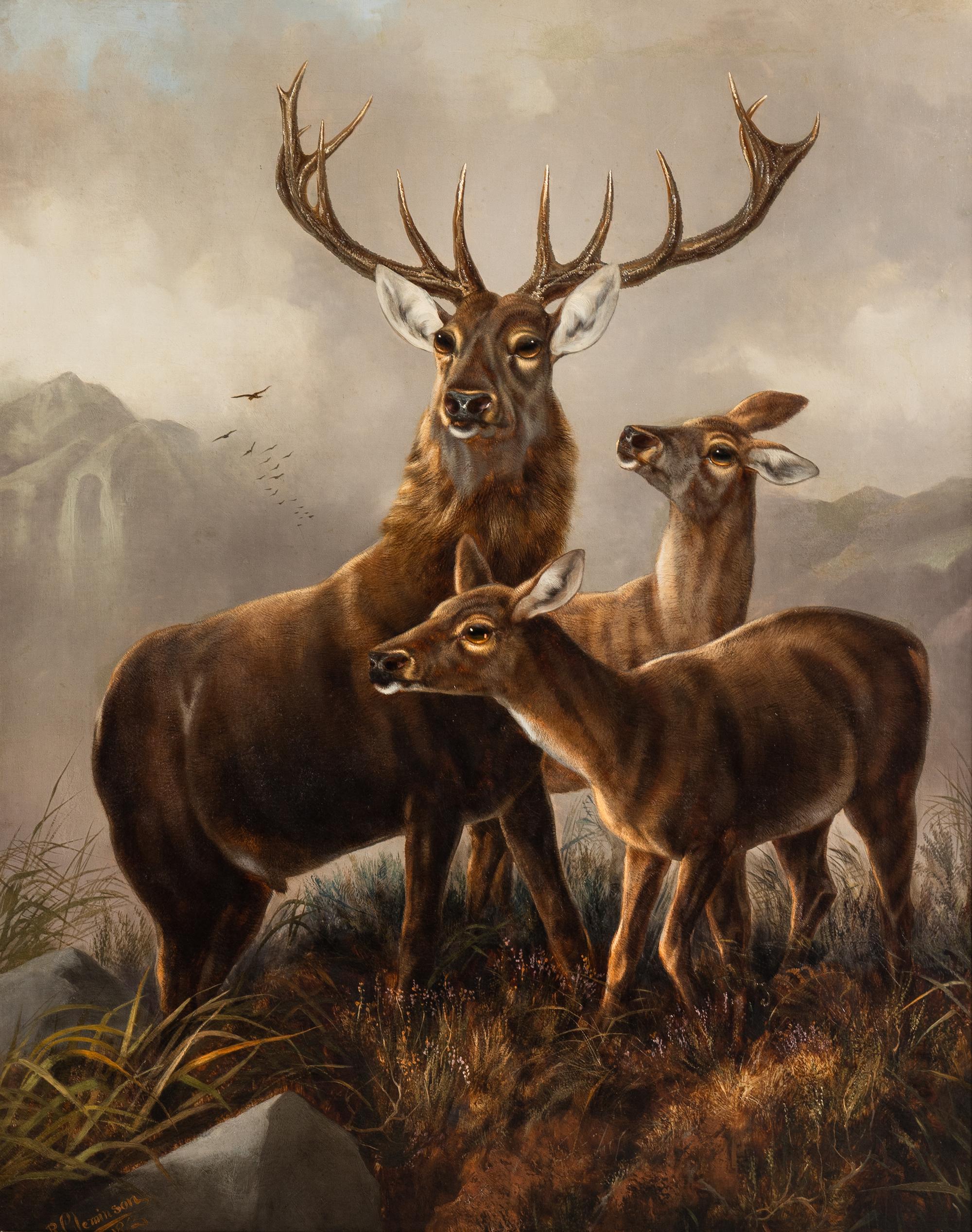 Robert Cleminson (British, 1864-1903) — A Stag and Two Doe