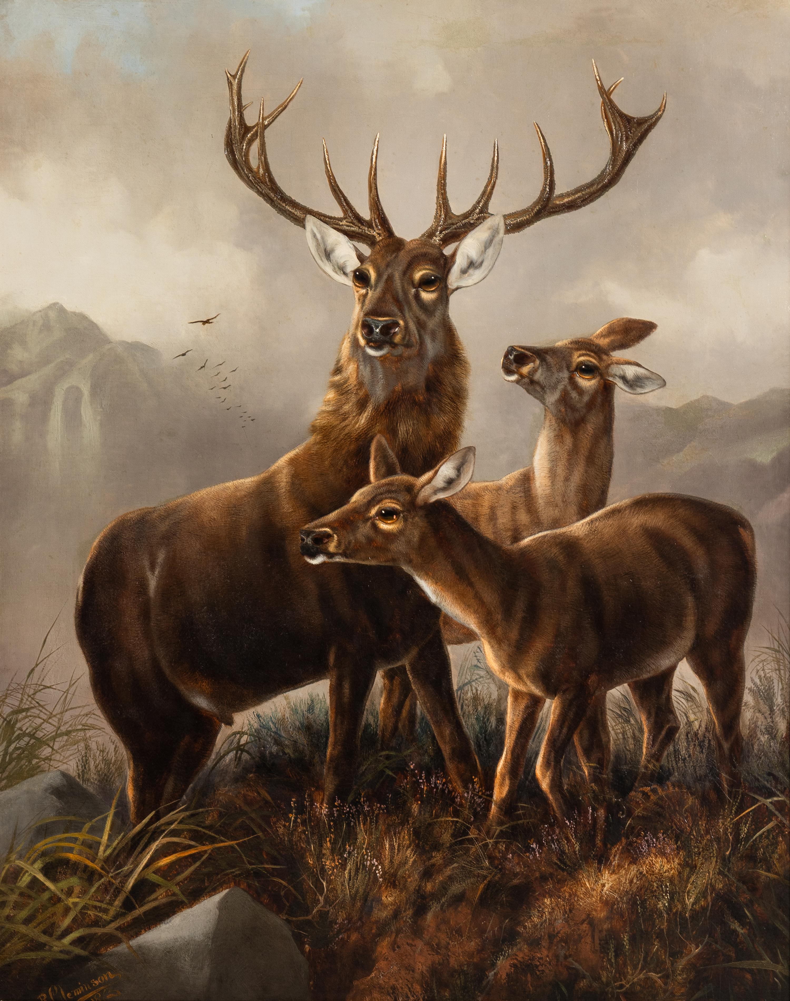 Robert Cleminson (British, 1864-1903) — A Stag and Two Doe