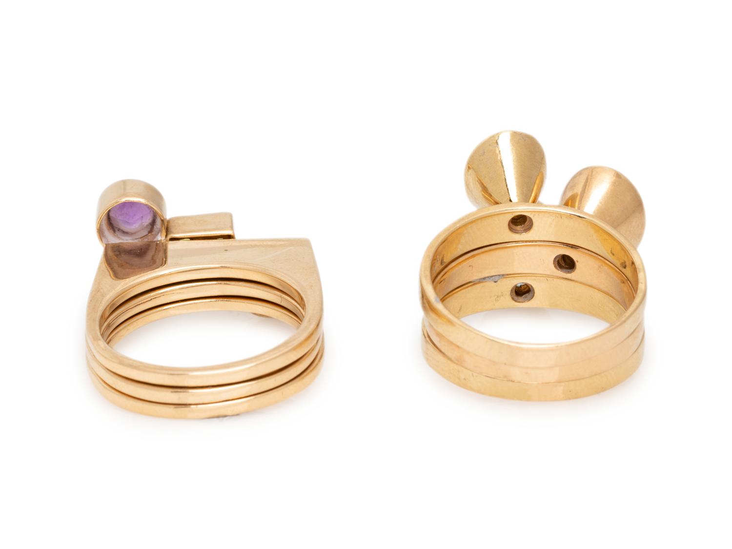 COLLECTION OF YELLOW GOLD AND GEMSTONE RINGS