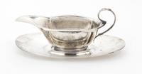 An American Silver Sauce Boat and Dish, Gorham Mfg. Co., Providence, RI,