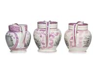 Three Sunderland Luster Inscribed Jugs
