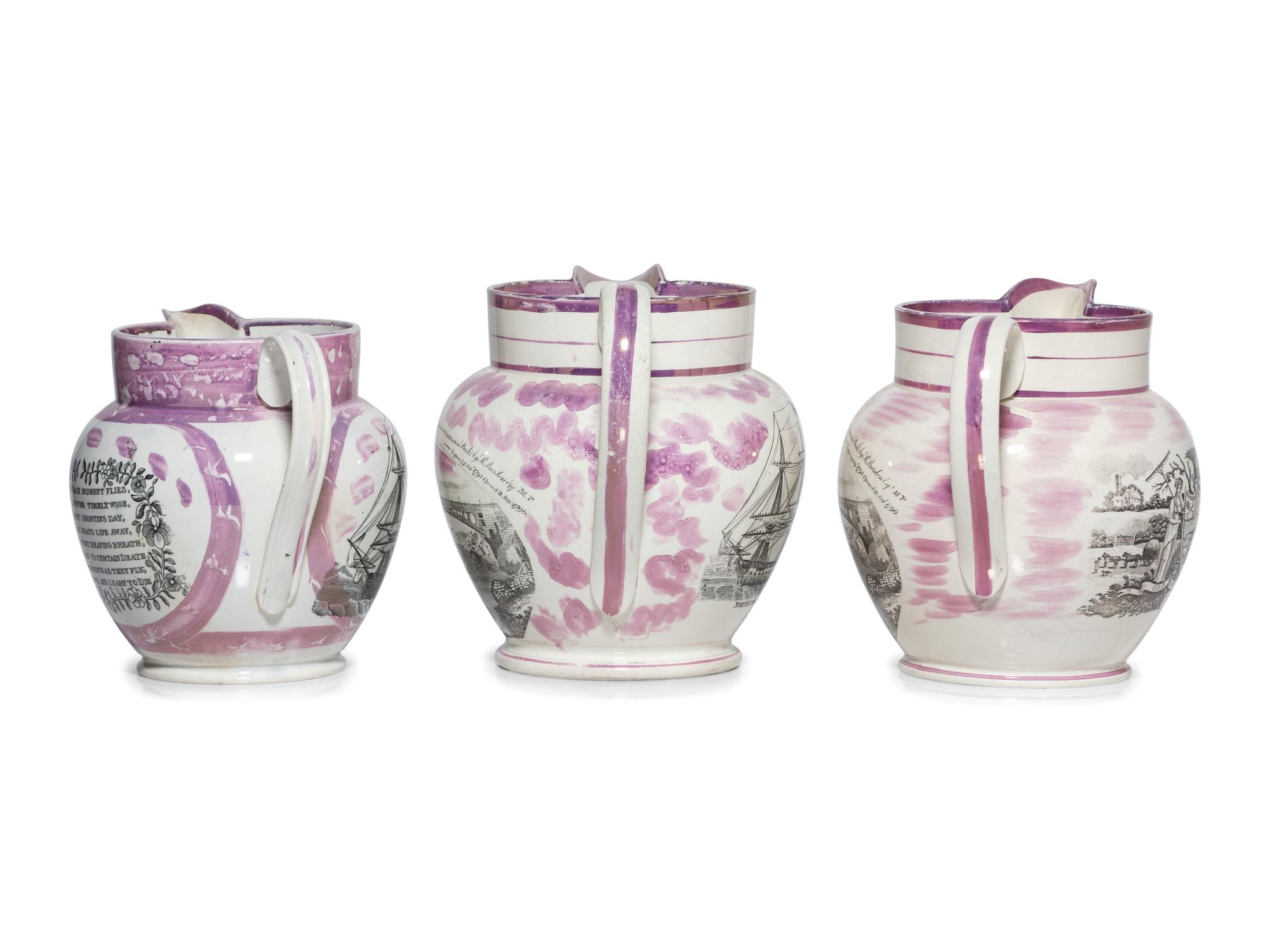 Three Sunderland Luster Inscribed Jugs