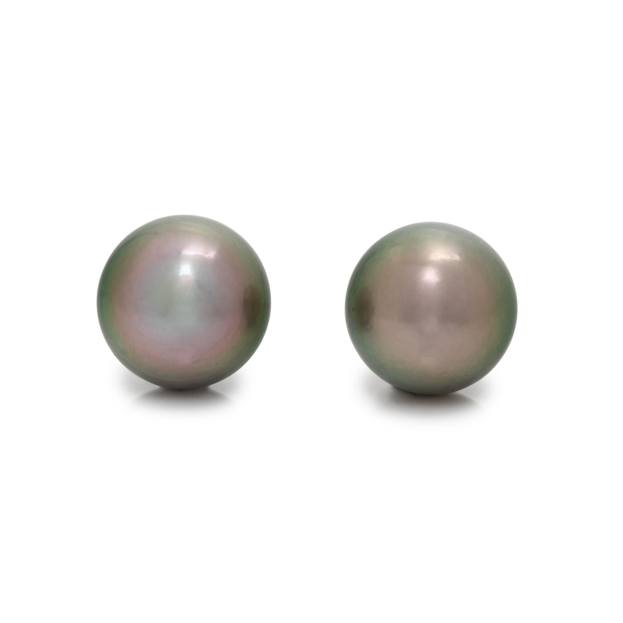 CULTURED TAHITIAN PEARL STUD EARRINGS