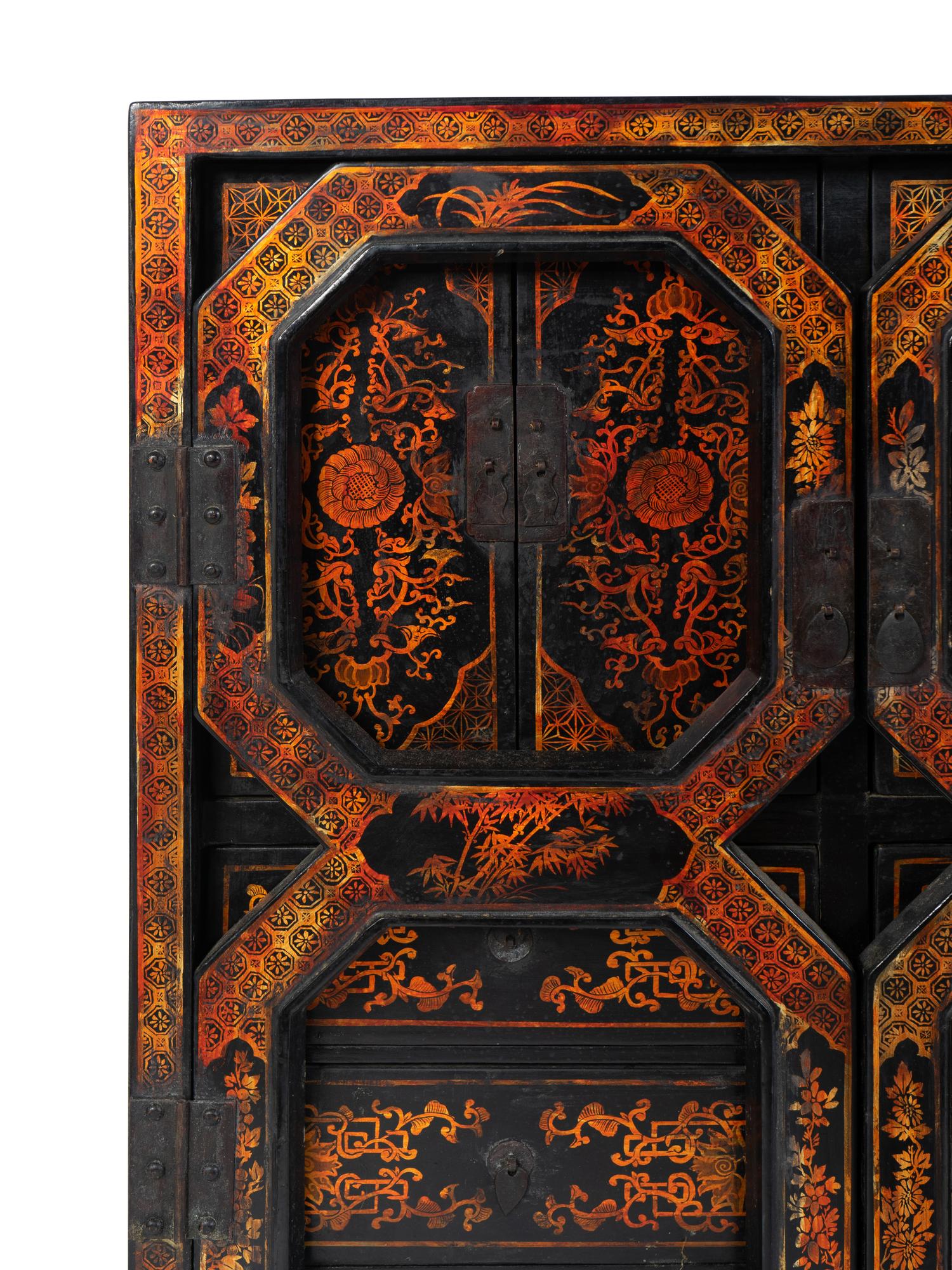 A Pair of Chinese Black and Gilt Lacquer Diminutive Apothecary Cabinets — 20TH CENTURY
