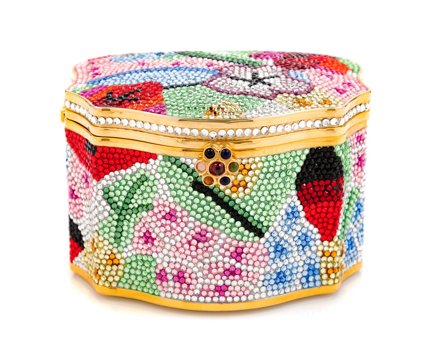 Judith Leiber Multicolored Floral Minaudiere Box