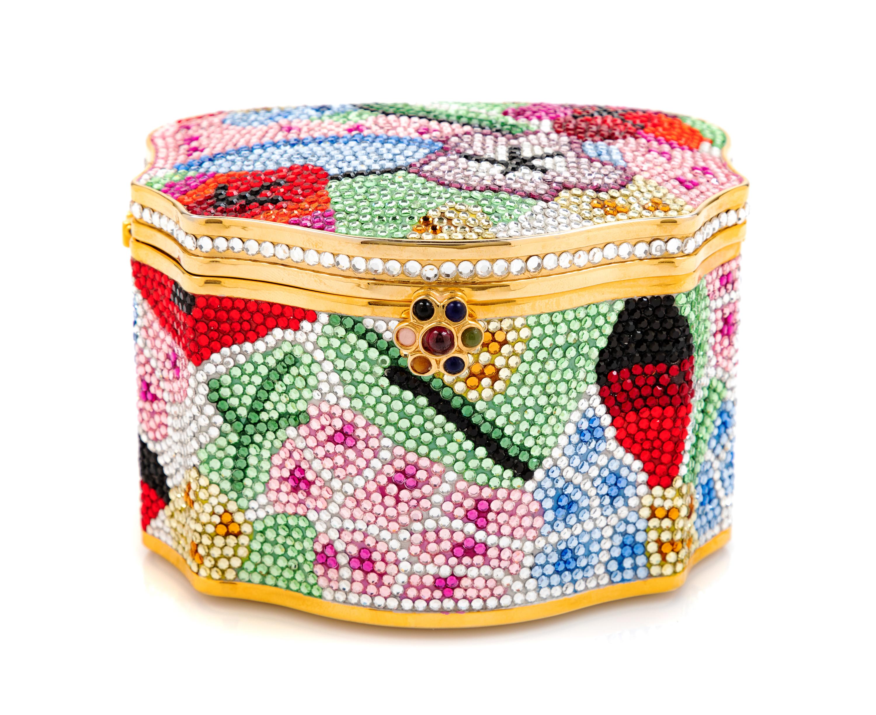 Judith Leiber Multicolored Floral Minaudiere Box