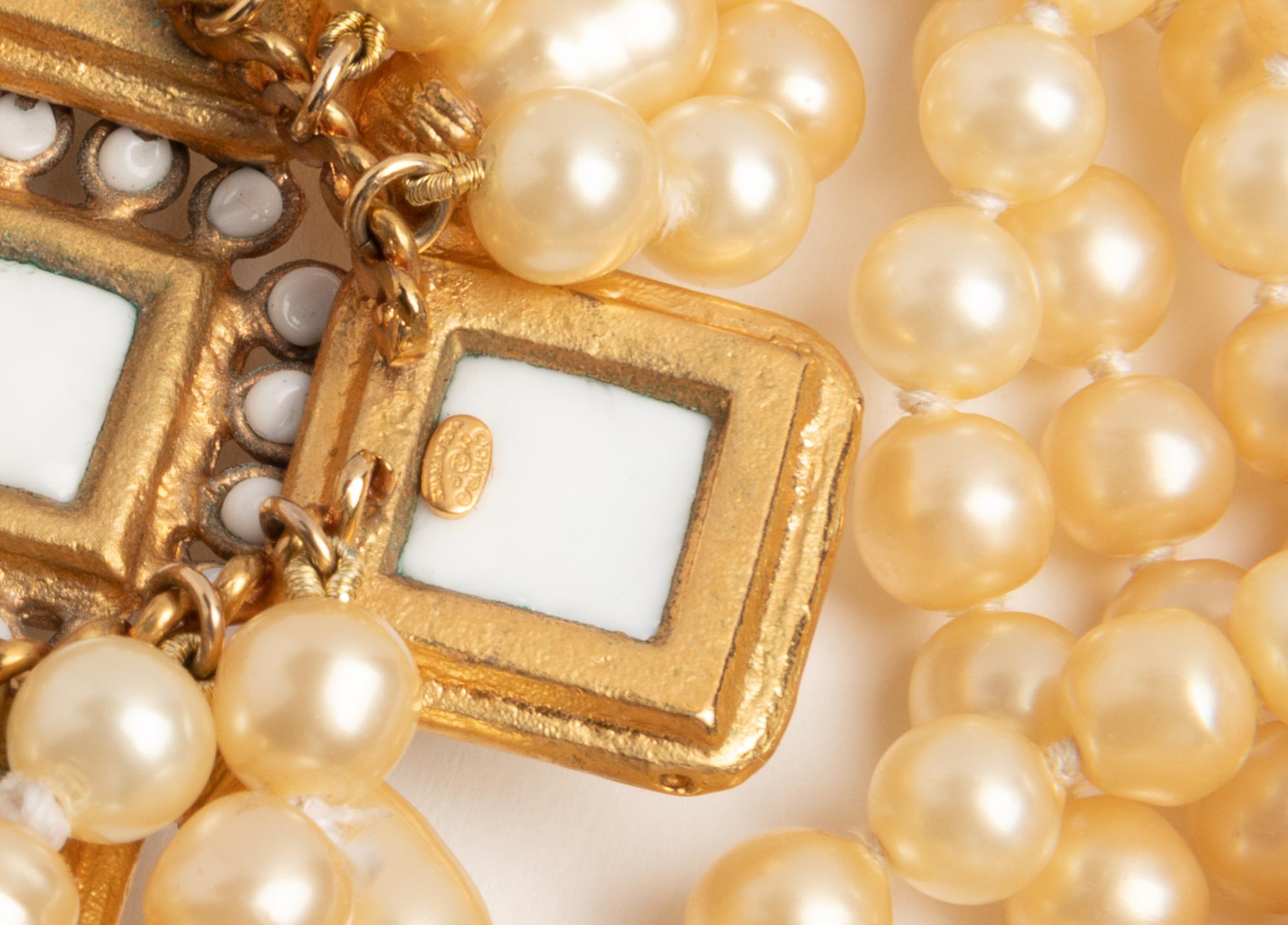 Chanel Multi-Strand Faux Pearl and Maltese Cross Necklace, 2001