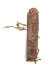 A Flathead Parfleche Bonnet Case Length of first 21 inches.