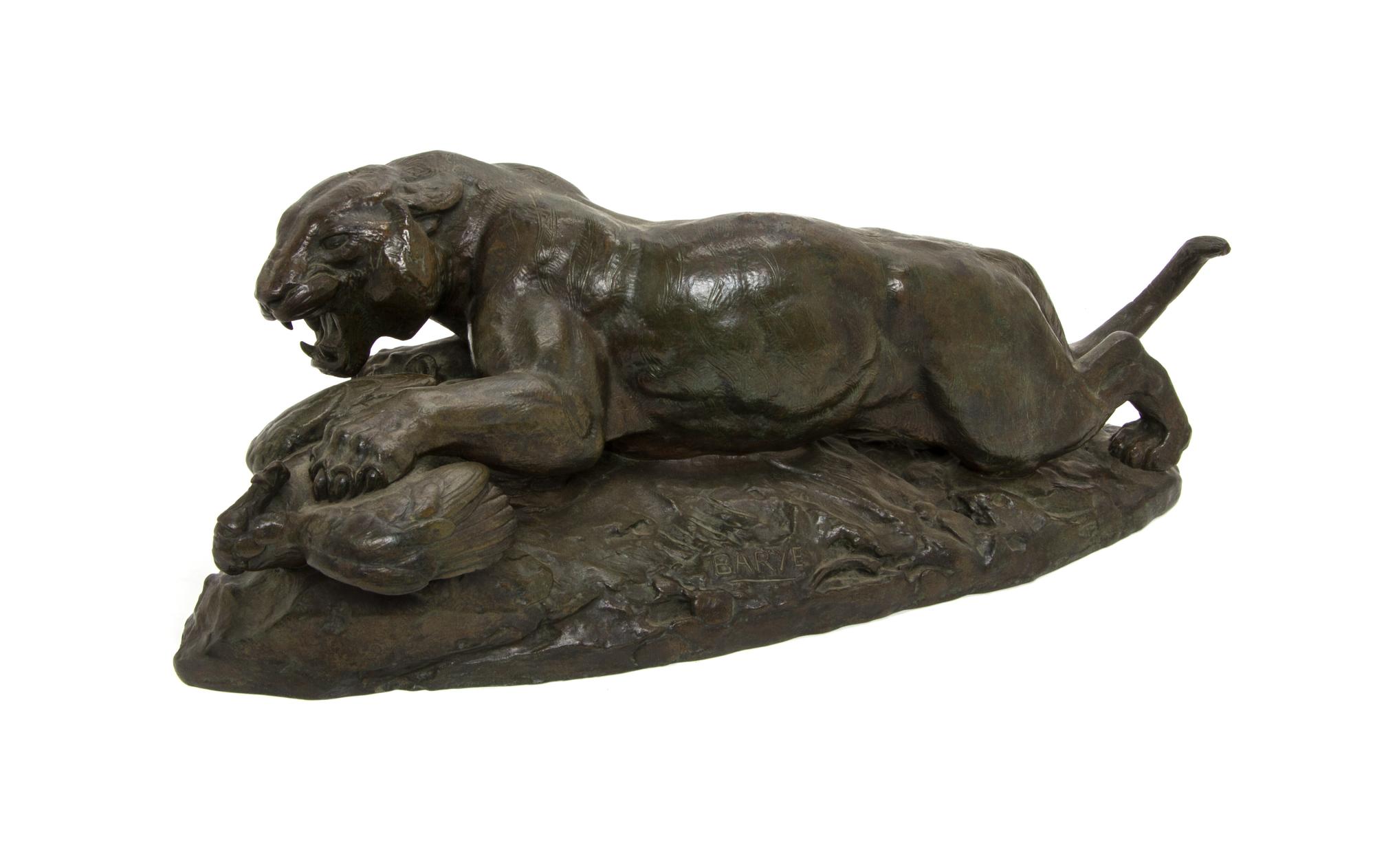 A French Bronze Animalier Figure, ANTOINE-LOUIS BARYE (1796-1875), Height 18 inches. — ANTOINE-LOUIS BARYE (1796-1875),