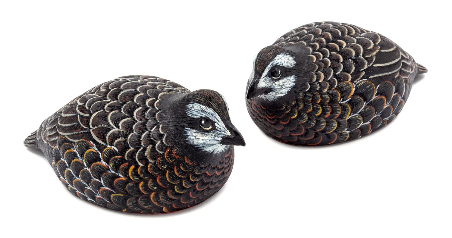 A Pair of Carved Polychrome Bird Figures