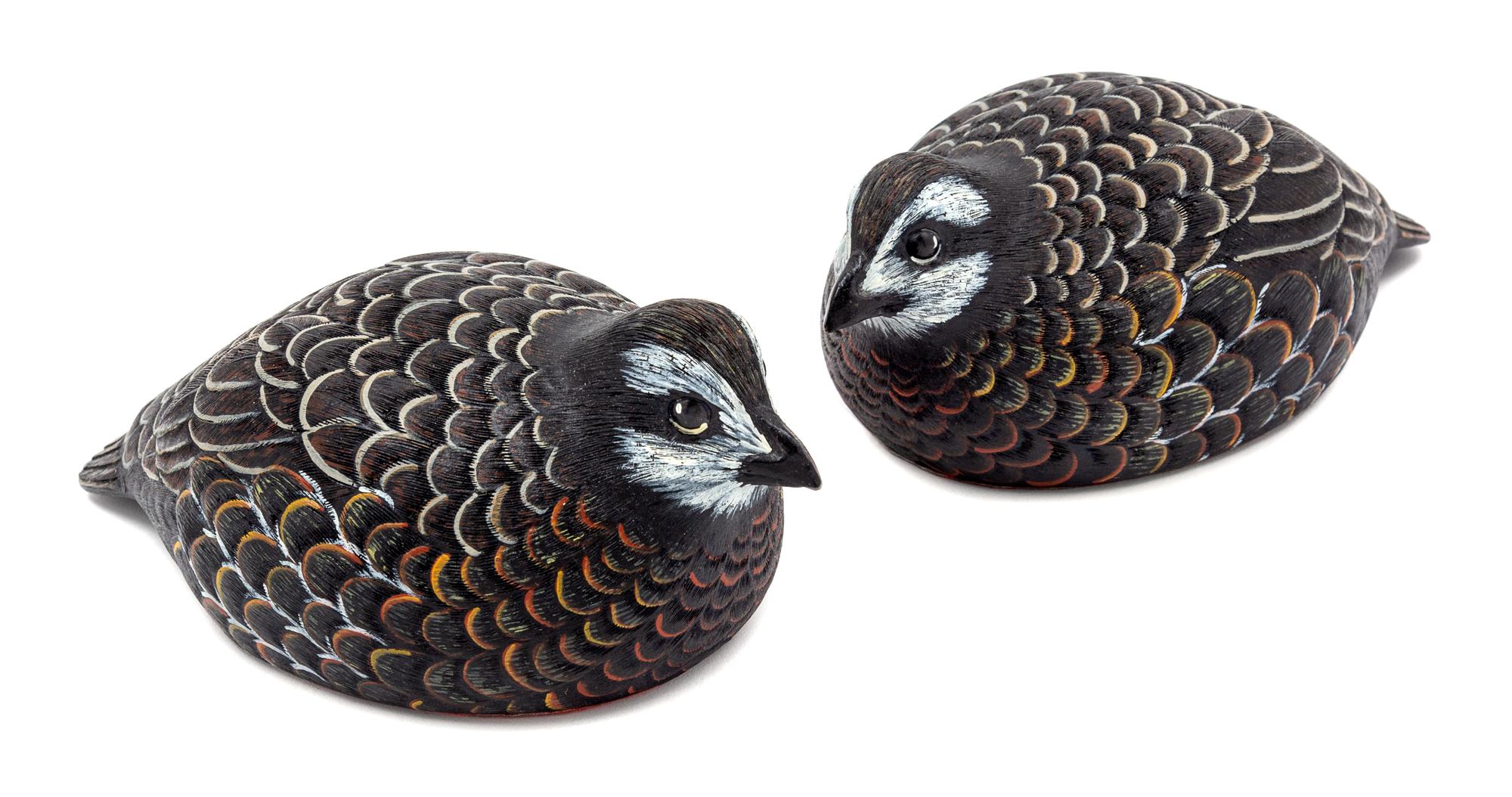 A Pair of Carved Polychrome Bird Figures