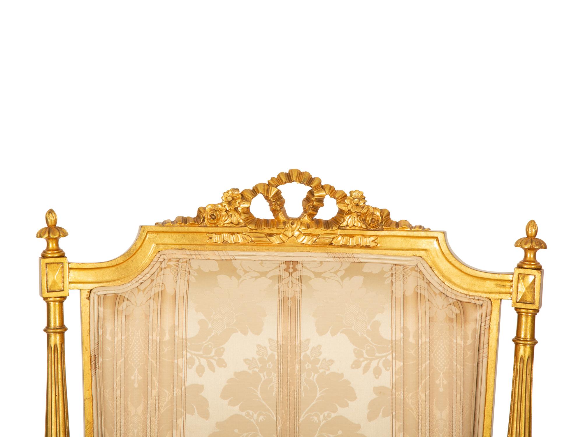 A Louis XVI Style Giltwood Armchair