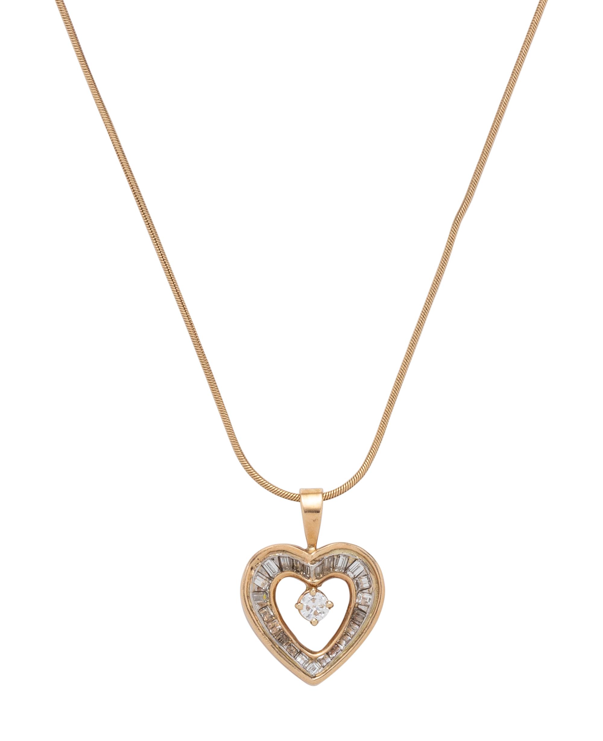 YELLOW GOLD AND DIAMOND HEART PENDANT/NECKLACE
