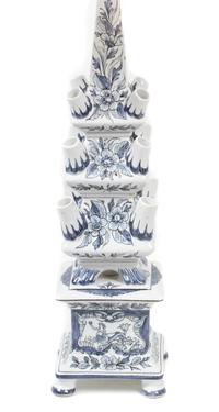An Italian Blue and White Porcelain Vase Height 30 inches.
