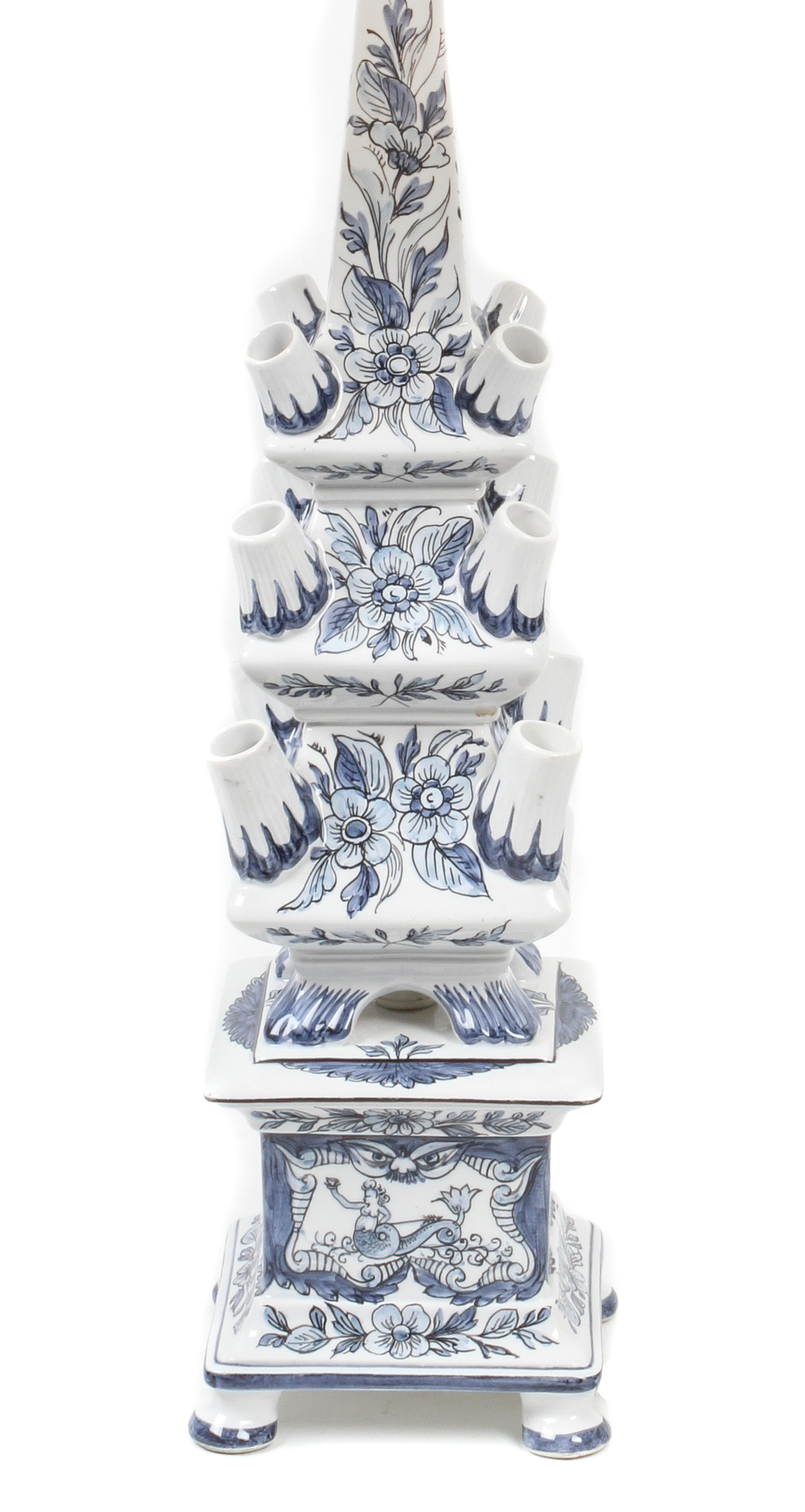 An Italian Blue and White Porcelain Vase Height 30 inches.