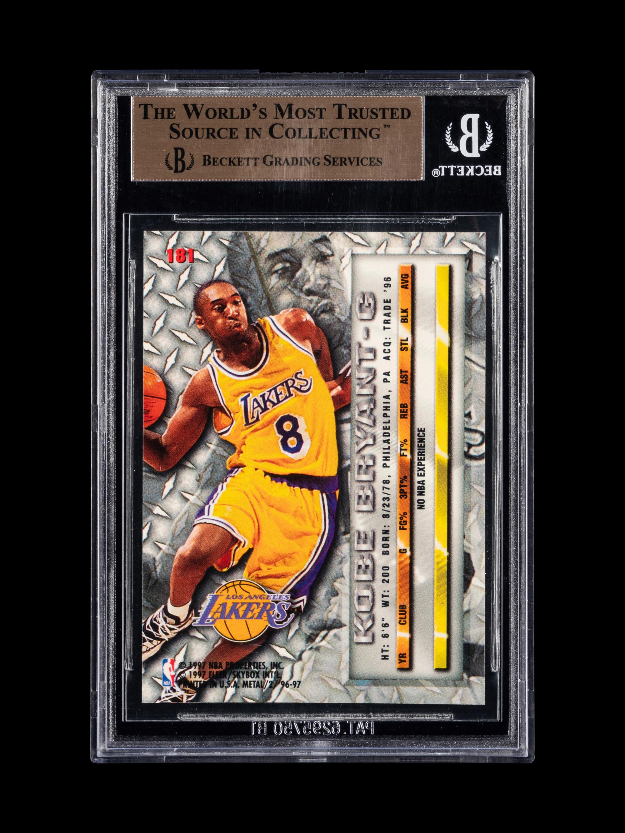A 1996-97 Fleer Metal Precious Metal Kobe Bryant Rookie Basketball Card No. 181 (BGS 9.5 GEM MINT), None Graded Higher