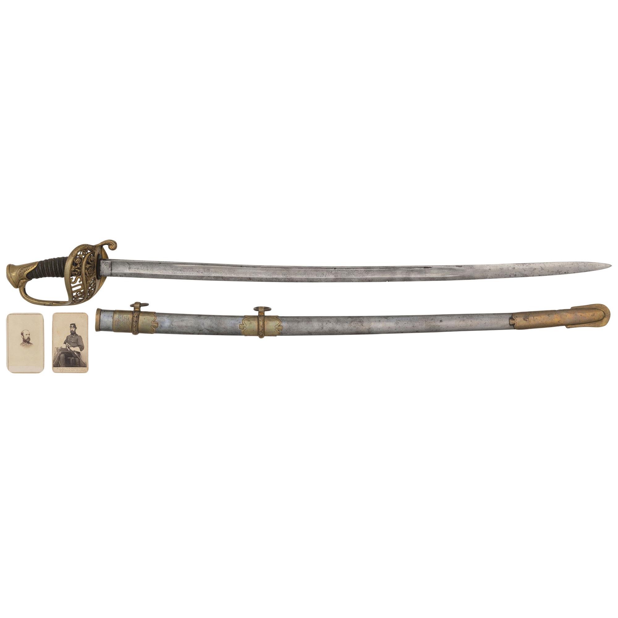 Ames Model 1850 Staff & Field Officers Sword Presented to Major W.G. Bartholomew 27th Mass Infantry - Twice POW & WIA with Two CDV's
