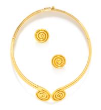 An 18 Karat Yellow Gold Scroll Motif Demi-Parure, Lalaounis, 59.80 dwts.