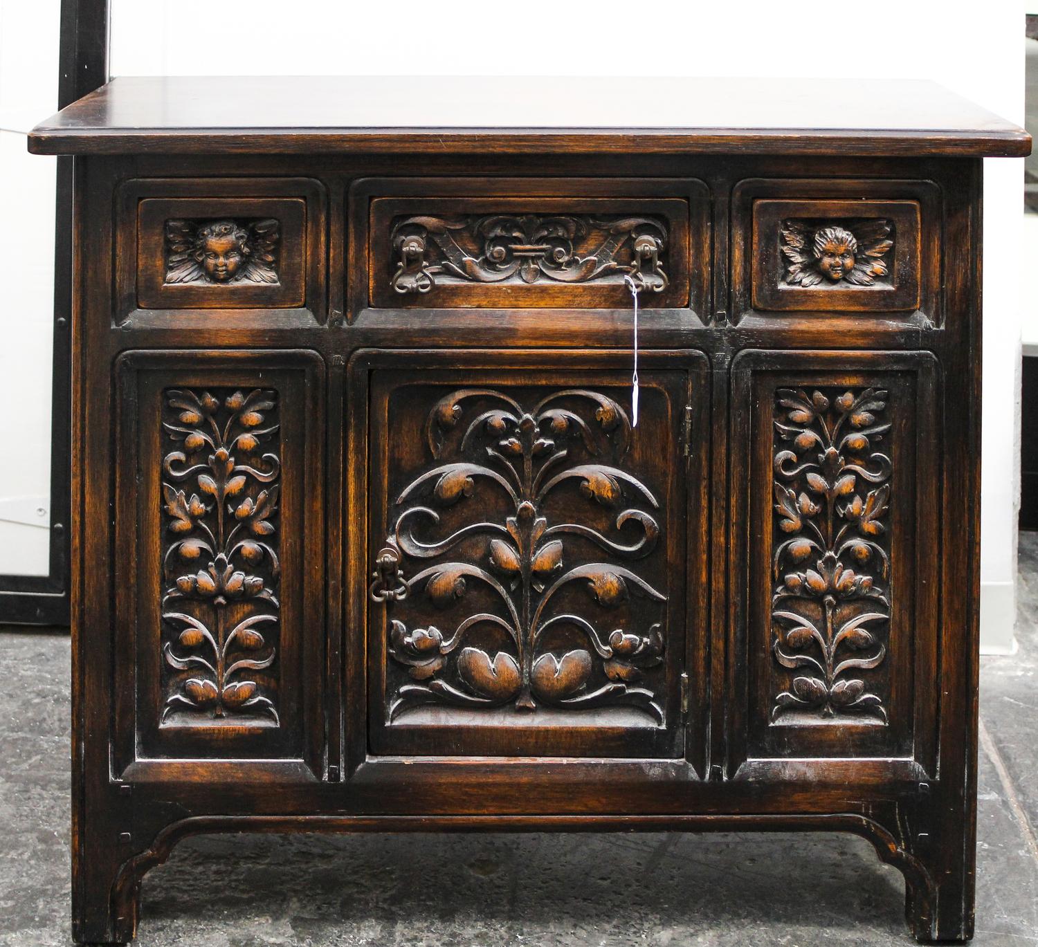 A Renaissance Revival Server Height 34 1/4 x width 40 x depth 16 1/2 inches. — CENTURY FURNITURE COMPANY, GRAND RAPIDS, MICHIGAN, 1900-1942