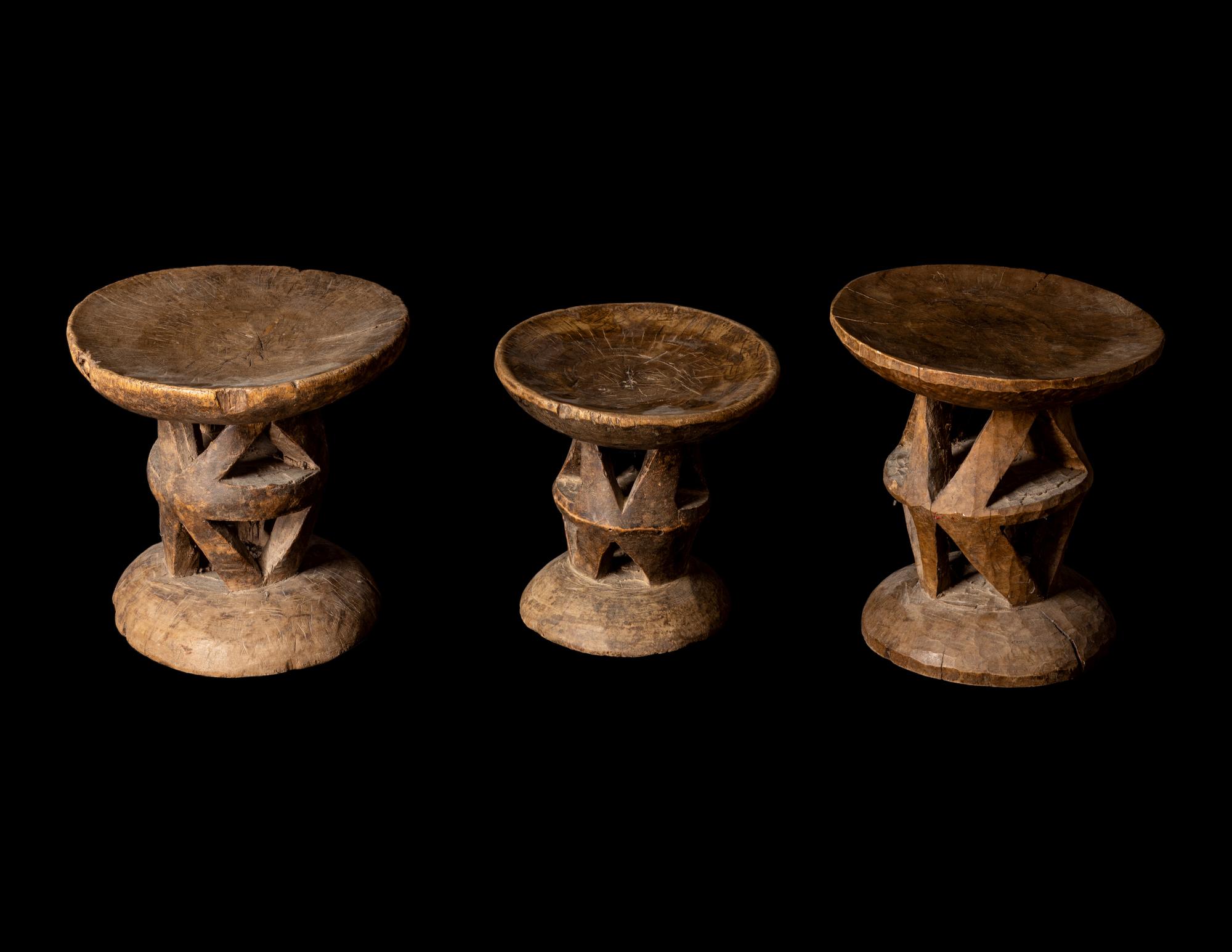 Three Tonga Wood Stools
