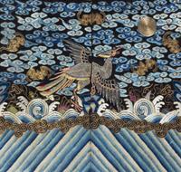 A Chinese Embroidered Silk 'Paradise Flycatcher' Rank Badge, 19th Century — 清晚期 刺綉綬帶鳥補子