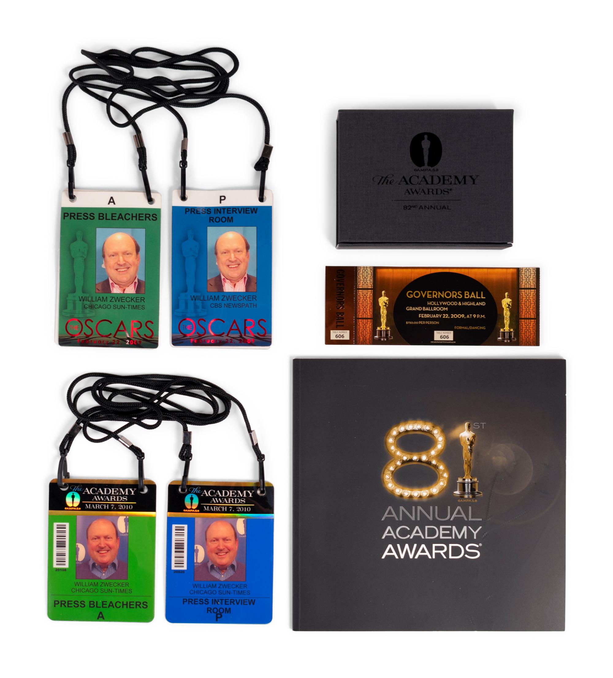 (Events) A group of approximately 15 pieces of memorabilia from 77th - 83rd Academy Awards, comprising: