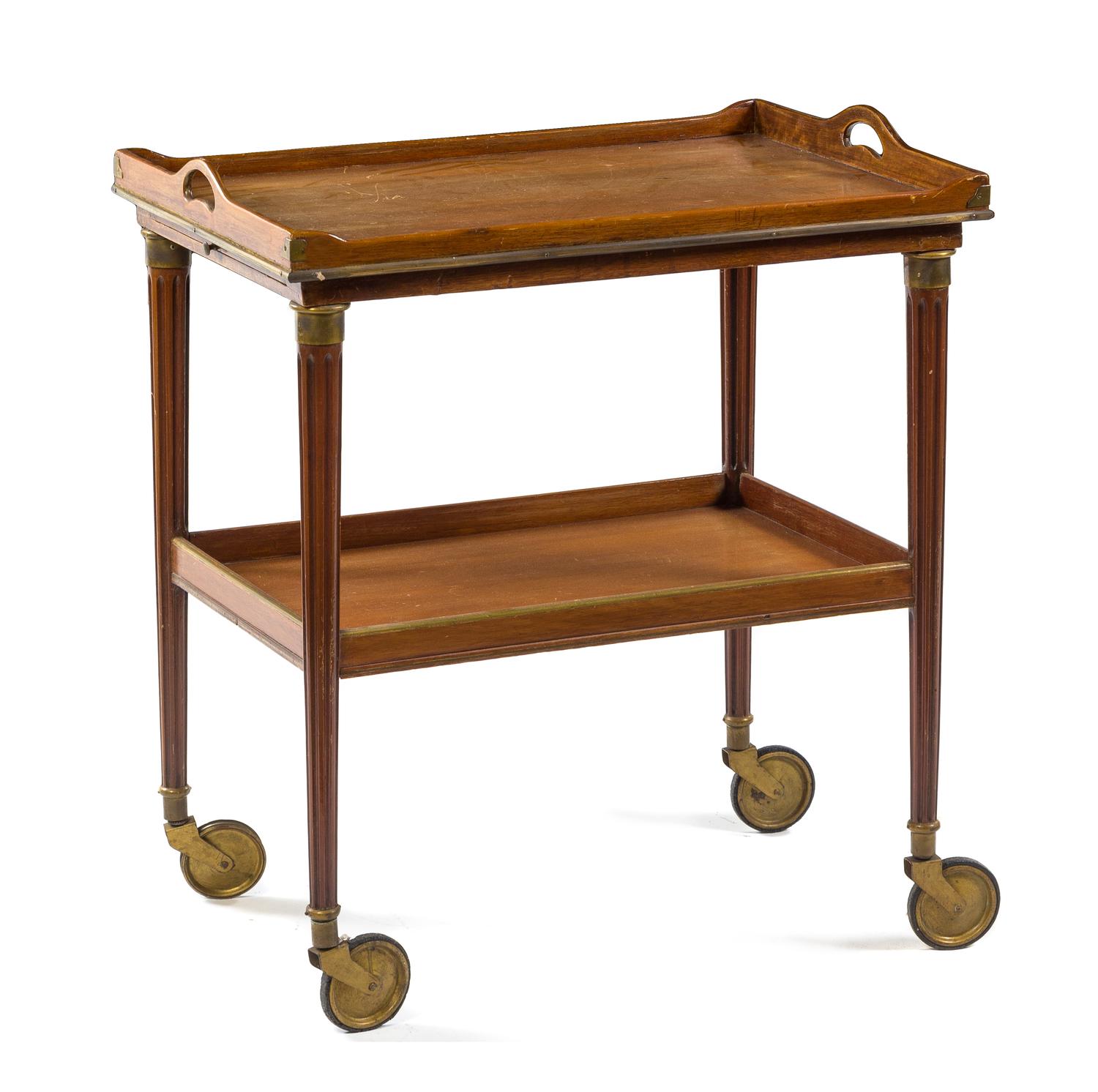 An Italian Brass Mounted Bar Cart Height 31 x width 28 1/4 x depth 19 1/2 inches. — 20TH CENTURY