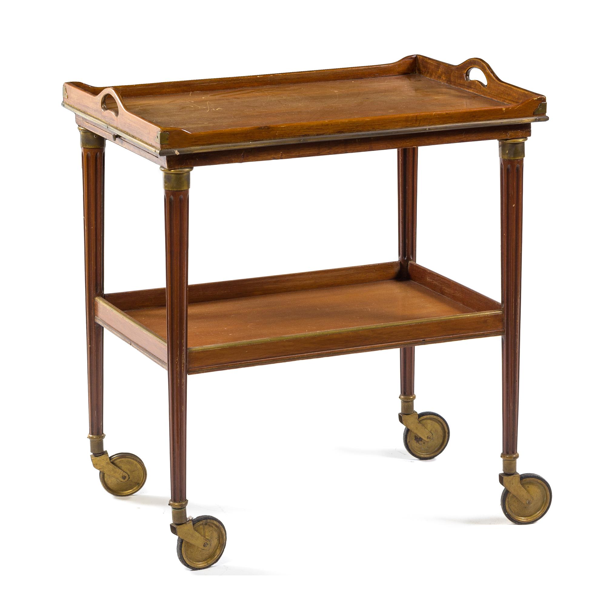 An Italian Brass Mounted Bar Cart Height 31 x width 28 1/4 x depth 19 1/2 inches. — 20TH CENTURY
