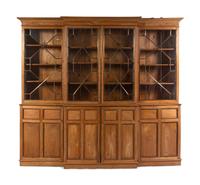 An English Pine Breakfront Bookcase