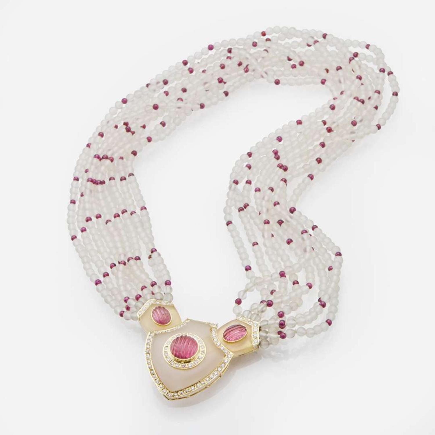 A 14K Yellow Gold and Gemstone Necklace
