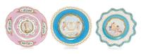 Three Sevres Style Porcelain Plates Diameter of largest 9 3/8 inches. — 19TH CENTURY