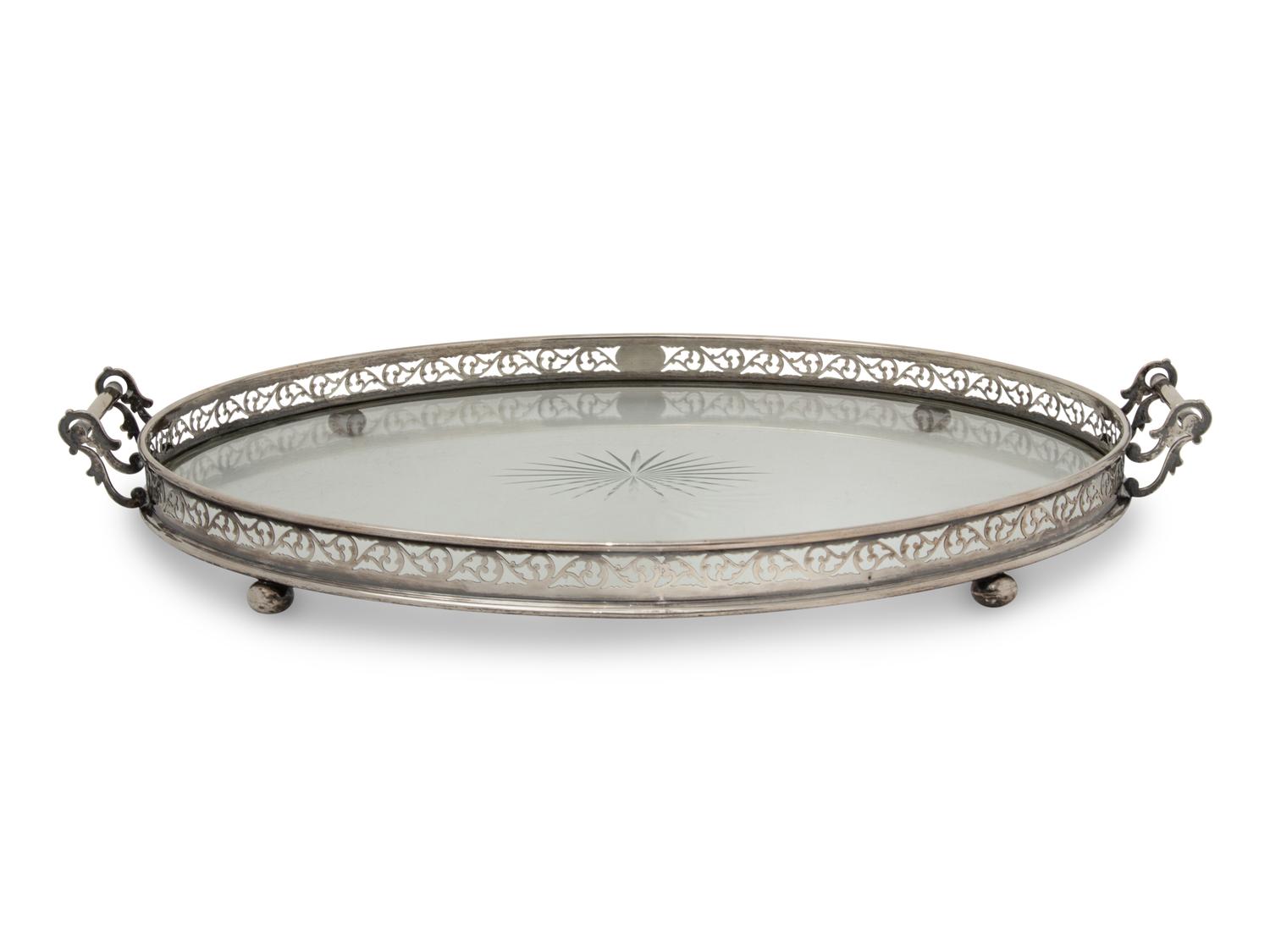 An American Silver Mounted Cut Glass Tray