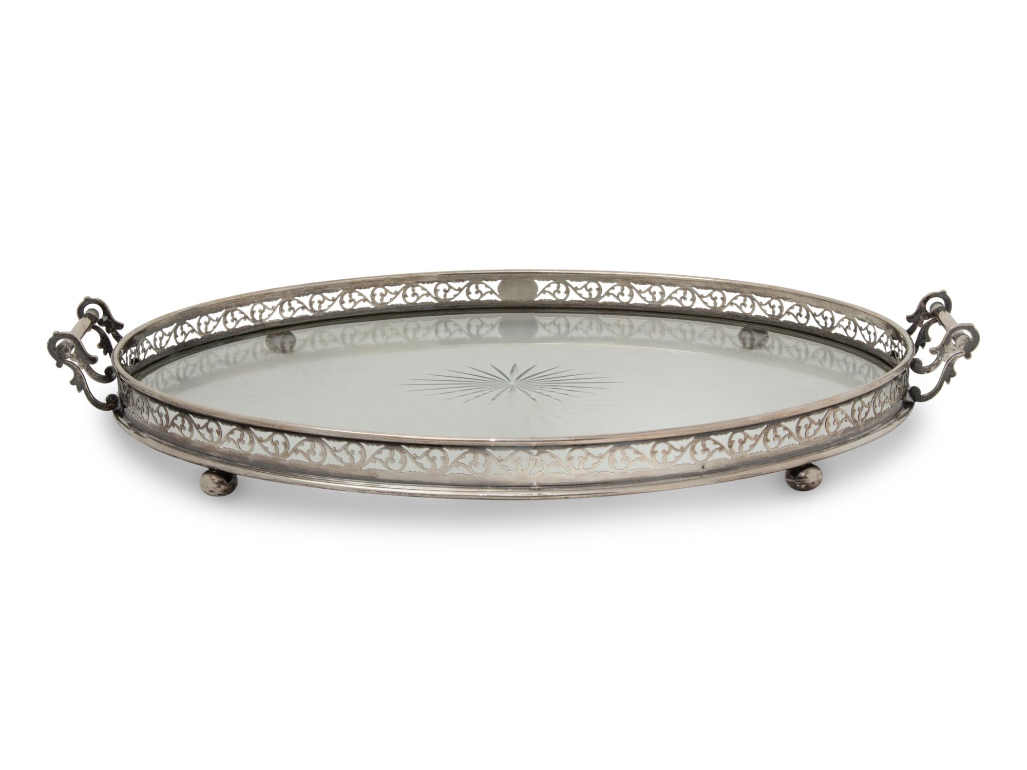 An American Silver Mounted Cut Glass Tray
