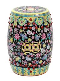 A Chinese Export Famille Jaune Porcelain Garden Seat Height 19 1/4 inches. — 19TH CENTURY