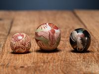 Miniature Sgraffito Seed Jars, with Mallards and Quail