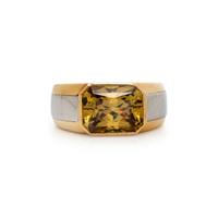 THOMAS LEYSER, MALI GARNET, YELLOW GOLD, AND PLATINUM RING