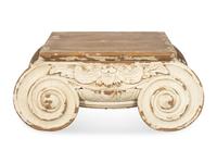 A Carved and Painted Pine Ionic Capital Low Table