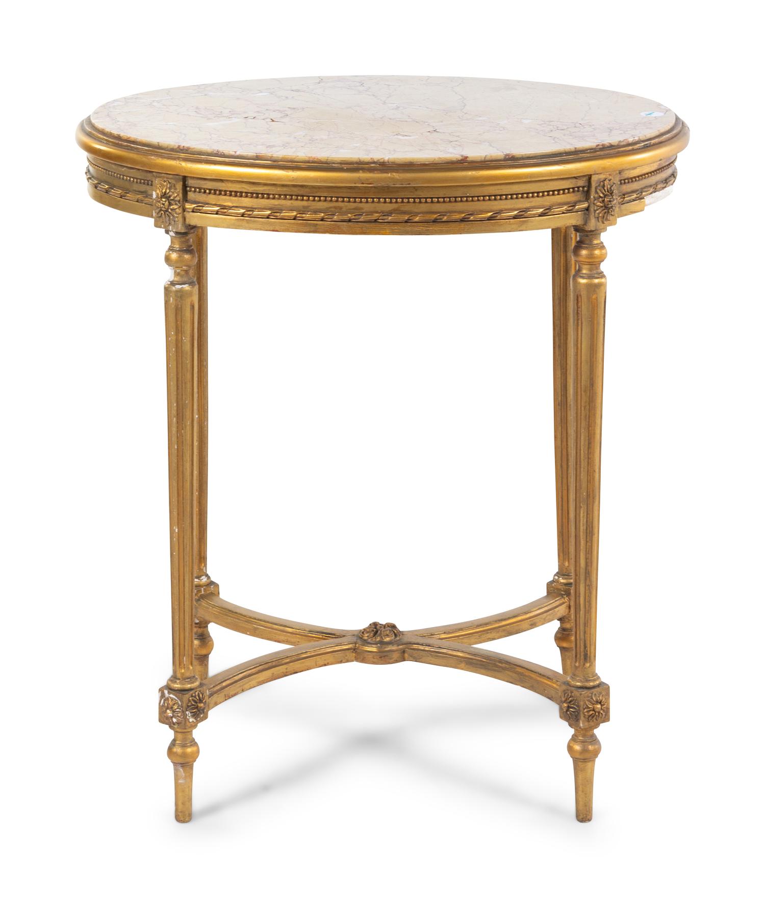 A Louis XVI Style Giltwood Side Table