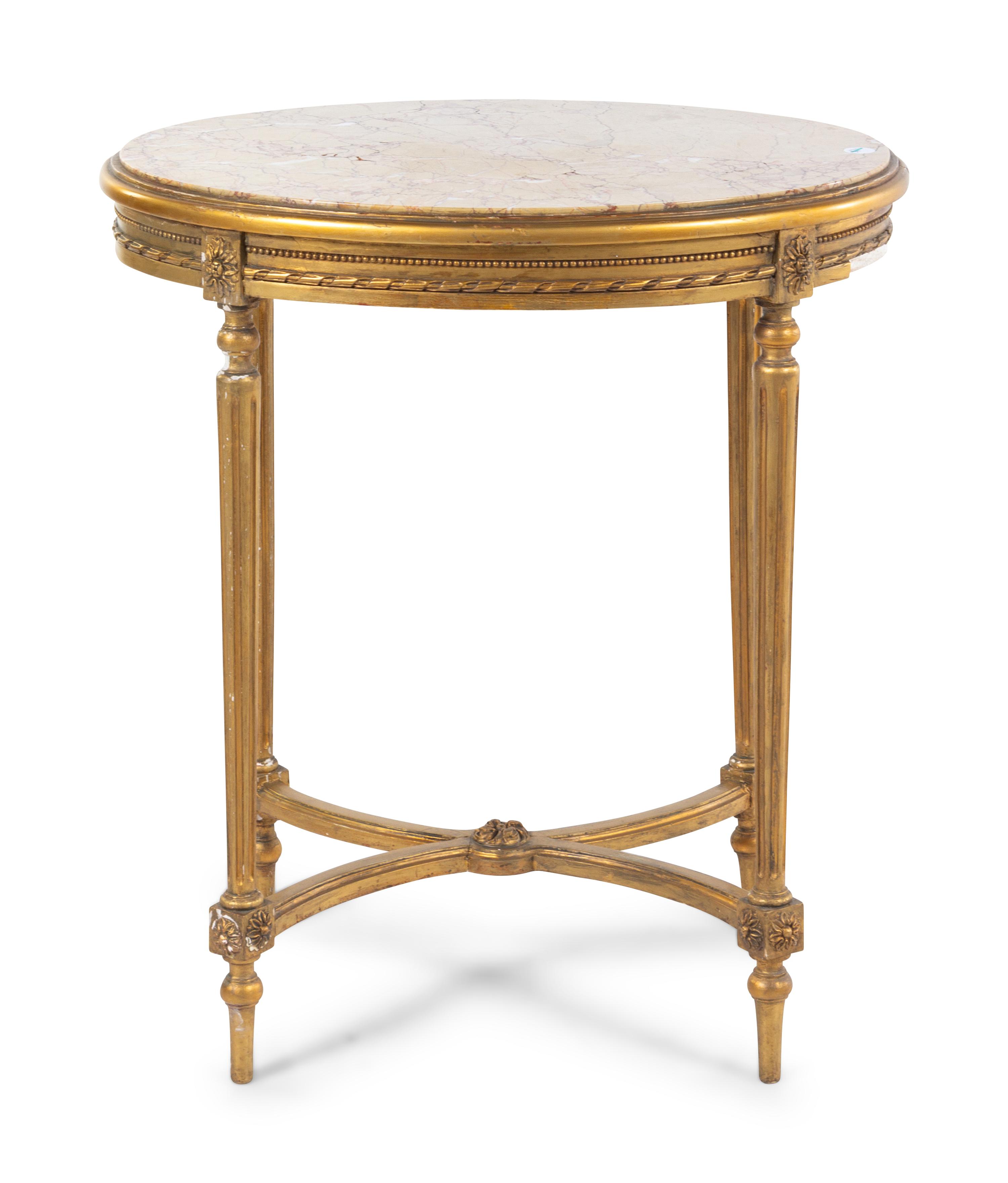 A Louis XVI Style Giltwood Side Table